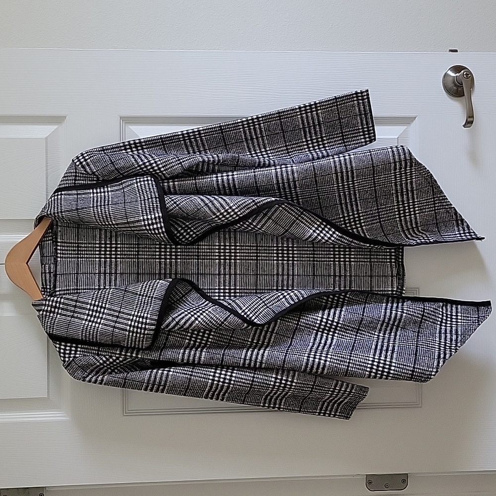Plaid Flannel Open Front  Jacket